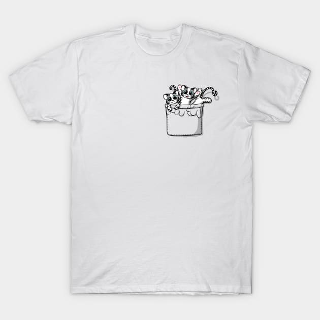 CUTE POCKET WHITE TIGERS T-Shirt by Beka